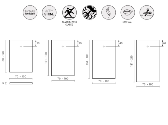 Receveur de douche, haut de gamme, Largeur 65 à 210 X 65 à 100 cm, résine pleine masse, finition lisse anti ardoise PN18, Garantie 5 ans, Livraison rapide et offerte