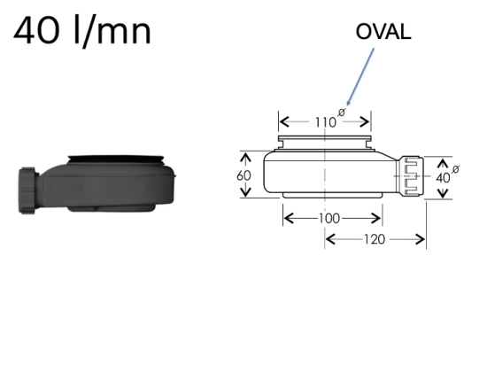 Receveur douche évacuation centrale, Largeur 100 à 200 x l. 70 à 100 cm, Résine anti glissant pleine masse, Couleurs, fabrication sur mesure, LIVRAISON OFFERTE
