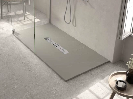 Receveur douche évacuation centrale, Largeur 100 à 200 x l. 70 à 100 cm, Résine anti glissant pleine masse, Couleurs, fabrication sur mesure, LIVRAISON OFFERTE