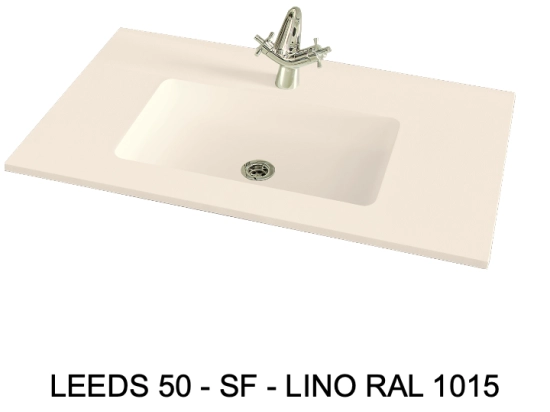 Plan vasque lavabo sur mesure : L 60 à 201 x P 40 à 51 cm, finition lisse mate, 10 couleurs au choix, Anti bactérien, résine Akrytan® teinté dans la masse, Livraison Offerte.