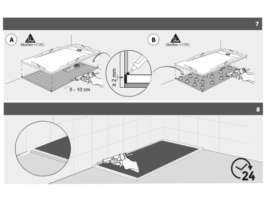 Pour installer un bac à douche extra-plat, préparez un sol lisse et de niveau. Respectez les instructions de mise en place et de scellement du receveur. Réalisez des joints d'étanchéité.
