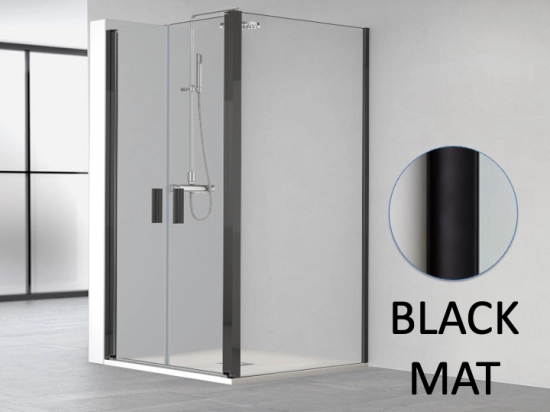 Paroi de douche fixe, avec double porte en angle, LIVRAISON RAPIDE, Largeur 67 à 103 cm, Retour de 70 à 100 cm, traitement anti calcaire, Garantie 5 ans, Livraison offerte