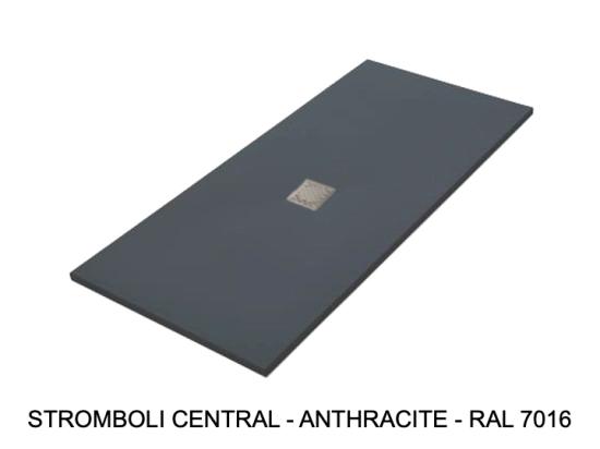 Receveur de douche, évacuation central, L. 100 à 240 cm x l. 70 à 120 cm. Bac à douche en résine pleine masse anti glissant, finition pierre, Livraison offerte et rapide