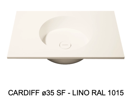 Plan vasque lavabo circulaire ⦰ 35 cm sur mesure Largeur 61 à 201 x P 46 à 51 cm Finition lisse 10 couleurs au choix, Anti bactérien Résine Akrytan® dans la masse Livraison Offerte.