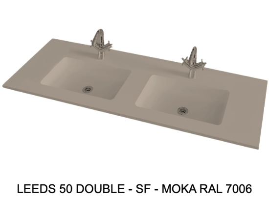 Plan vasque lavabo sur mesure : L 120 à 201 x P 40 à 51 cm, finition lisse mate, 10 couleurs au choix, Anti bactérien, résine Akrytan® teinté dans la masse, Livraison Offerte.