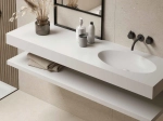 Plan vasque lavabo sur mesure : L 50 à 400 x P 30 à 65 cm, finition lisse mate, 10 couleurs au choix, Anti bactérien, résine Akrytan® teinté dans la masse, Livraison Offerte.
