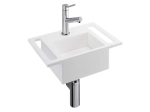 Lave-mains pour toilettes, avec porte serviette, suspendu et compacte, résine Solid-Surface BENESTONE ®, Largeur 40 cm, Profondeur 26 cm, Hauteur 11 cm, Livraison 5-7 jours OFFERTE