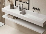 Plan vasque lavabo sur mesure : L 50 à 400 x P 30 à 65 cm, finition lisse mate, 10 couleurs au choix, Anti bactérien, résine Akrytan® teinté dans la masse, Livraison Offerte.