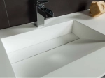 Plan vasque caniveau, sur mesure, Largeur 60 à 200 cm x Profondeur 40 à 60 cm, résine minérale ACRYSTONE® SOLID-SURFACE Finition lisse blanc mate, Livraison Offerte et Rapide.