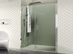 Porte de douche pivotante, avec une paroi fiche en alignement, Largeur 63 à 97 cm + Fixe de 23 à 55 cm, Hauteur 195 cm, traitement anti calcaire, Garantie 5 ans, Livraison offerte