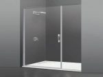 Porte de douche pivotante, avec une paroi fiche en alignement, Largeur 63 à 97 cm + Fixe de 23 à 55 cm, Hauteur 195 cm, traitement anti calcaire, Garantie 5 ans, Livraison offerte