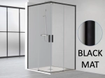 Paroi de douche double coulissantes en angle, L. 70 à 150 cm x l. 70 à 80 cm retour latéral , Finition Chrome, Noir, blanc et Or, verre de sécurité, LIVRAISON OFFERTE