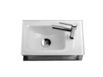 Lave-mains pour toilettes, suspendu en verre trempé 10 mm, Support mural en Inox avec porte-serviettes, Largeur 40 cm, Profondeur 25 cm, Hauteur 10 cm, Livraison 5-7 jours OFFERTE.
