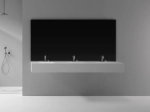 Plan vasque lavabo sur mesure : L 50 à 400 x P 30 à 65 cm, finition lisse mate, 10 couleurs au choix, Anti bactérien, résine Akrytan® teinté dans la masse, Livraison Offerte.