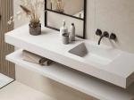 Plan vasque lavabo sur mesure : L 50 à 400 x P 30 à 65 cm, finition lisse mate, 10 couleurs au choix, Anti bactérien, résine Akrytan® teinté dans la masse, Livraison Offerte.