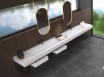 Plan vasque lavabo sur mesure : L 50 à 400 x P 30 à 65 cm, finition lisse mate, 10 couleurs au choix, Anti bactérien, résine Akrytan® teinté dans la masse, Livraison Offerte.