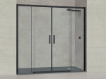 Porte douche coulissante, deux portes centrales vers deux panneaux fixes, L 135 à 200 cm, H. 195 cm, STOCK DISPONIBLE, verre de sécurité, Anti-calcaire, Livraison offerte et rapide