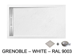 Receveur de douche caniveau, LIVRAISON RAPIDE EN 7-8 JOURS -  Extra plat, Largeur 100 à 200 cm x 70 à 90 cm, couleurs aux choix, Résine anti glissant PN24, finition ardoise