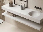 Plan vasque lavabo sur mesure : L 50 à 400 x P 30 à 65 cm, finition lisse mate, 10 couleurs au choix, Anti bactérien, résine Akrytan® teinté dans la masse, Livraison Offerte.