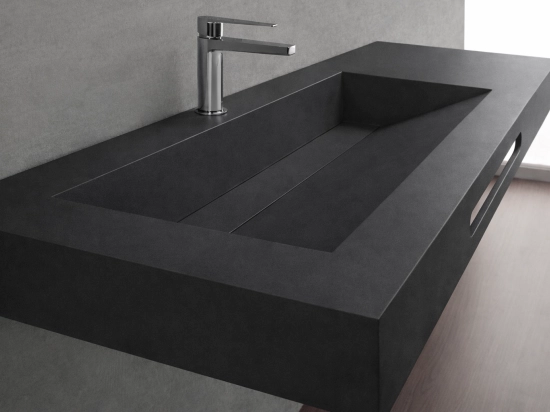 Wastafelblad wandhangend, design wastafel met afdruiprek, hars, miami 45 kleuren op