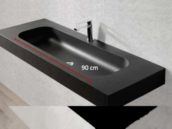 Plan vasque suspendu, double lavabo 90 cm de large, angle arrondi, L. 100 à 200 cm x 40 à 60 cm, résine ACRYSTONE® SOLID-SURFACE Finition lisse, Livraison Offerte et Rapide.