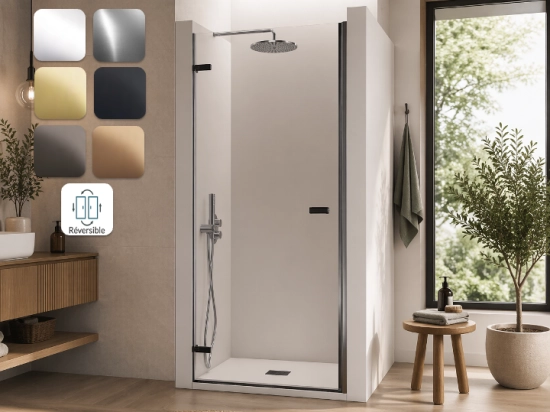 Porte de douche battante, sur mesure, verre 8 mm - bray
