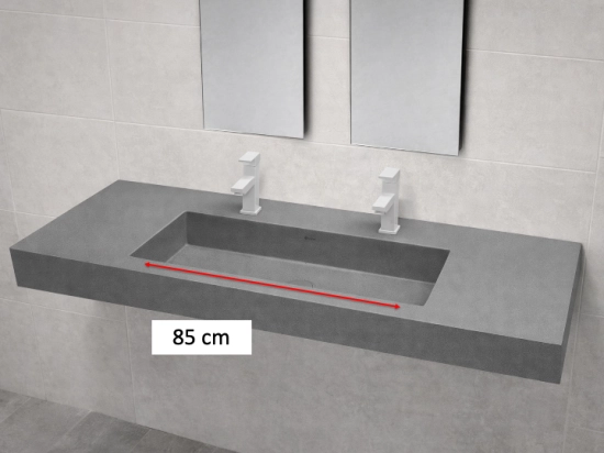 Plan vasque lavabo sur mesure : L 100 à 201 x P 40 à 51 cm, finition lisse mate, 10 couleurs au choix, Anti bactérien, résine Akrytan® teinté dans la masse, Livraison Offerte.