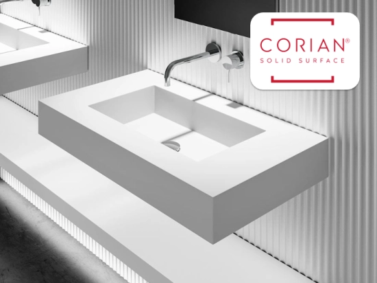 Plan vasque suspendu en corian® arctic white - paris
