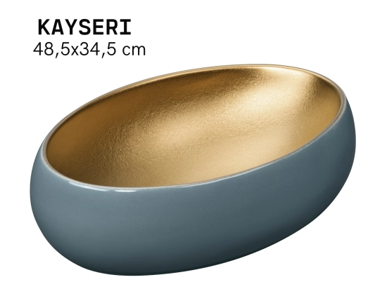 Vasque ovale 58,5 cm gris et or mat kayseri
