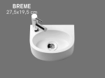 Lave-mains pour WC, suspendu semi-arrondi, parfait pour les espaces restreints, Largeur 27,5 cm, Profondeur 19,5 cm, Hauteur 12 cm, résine minéral, Livraison 5-7 jours OFFERTE.