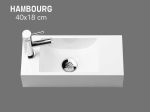 Lave-mains pour WC, suspendu et compacte, parfait pour les espaces restreints, Largeur 40 cm, Profondeur 18 cm, Hauteur 11 cm, résine minéral, Livraison 5-7 jours OFFERTE.