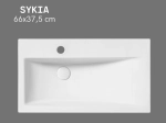 Lavabo SYKIA 66 cm blanc brillant. Rectangulaire biseauté, mural ou à poser, sans trop-plein. Design moderne. Garantie 10 ans. Livraison gratuite.