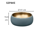 Vasque SIPAHI 41 cm en céramique gris et or mat. Lavabo rond design à poser, élégant et durable. Garantie 10 ans. Livraison gratuite.