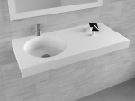Plan vasque lavabo circulaire ⦰ 35 cm sur mesure Largeur 50 à 201 x P 40 à 51 cm Finition lisse 10 couleurs au choix, Anti bactérien Résine Akrytan® dans la masse Livraison Offerte.
