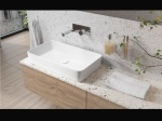 Vasque CORFOU rectangulaire 61 cm en céramique blanc brillant. Lavabo design à poser avec technologies UP-SLIM et UP-CLEAN. Livraison gratuite.