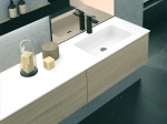 Plan vasque lavabo, sur mesure, Largeur 81 à 200 cm x Profondeur 40 à 80 cm, résine composite de haute qualité, Finition lisse blanc BRILLANT laqué ou mate, Livraison Offerte.
