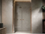 Porte de douche battante, sur mesure, dorée, verre 8 mm - BRAY
