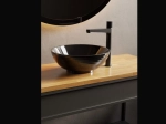 Vasque MYRTIA ronde 38,5 cm en céramique noire brillante. Design avec texture décorative. À poser, sans trop-plein. Garantie 10 ans. Livraison gratuite.