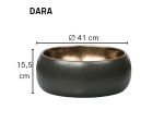 Vasque DARA 41 cm en céramique noir texturé et or mat. Lavabo rond design à poser avec finition premium. Garantie 10 ans. Livraison gratuite.