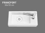 Lave-mains pour toilettes, suspendu et compacte, en céramique blanche, robinetterie à droite. Largeur 36 cm, Profondeur 18 cm, Hauteur 9 cm, Livraison 5-7 jours OFFERTE.