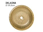 Vasque IKLAINA ronde 39,5 cm en céramique or brillant. Design luxe avec texture décorative. À poser, sans trop-plein. Garantie 10 ans. Livraison gratuite.