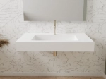 Plan vasque Design, fabrication sur mesure, Largeur 70 à 200 cm x Profondeur 40 à 60 cm, résine minérale ACRYSTONE® SOLID-SURFACE Finition lisse blanc mate, Livraison Offerte et Rapide.