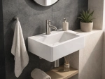 Lave-mains PIREE 42,5 cm blanc brillant. Rectangulaire, mural ou à poser avec trop-plein. Idéal écoles et bureaux. Garantie 10 ans. Livraison gratuite.