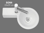 Lave-mains pour toilettes, de forme ronde, en céramique blanche, Largeur 39 cm, Profondeur 28 cm, Hauteur 11 cm, Livraison 5-7 jours OFFERTE.