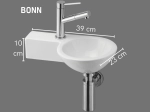 Lave-mains pour toilettes, de forme ronde, en céramique blanche, Largeur 39 cm, Profondeur 28 cm, Hauteur 11 cm, Livraison 5-7 jours OFFERTE.