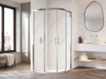Paroi douche quart de rond, sur mesure, chrome