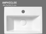 Lave-mains AMPHICLEE 44,5 cm blanc brillant. Rectangulaire, mural ou à poser avec trop-plein. Idéal écoles et bureaux. Garantie 10 ans. Livraison gratuite.