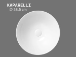 Vasque KAPARELLI ronde 41 cm en céramique blanc brillant. Design moderne avec rebord large. À poser, sans trop-plein. Garantie 10 ans. Livraison gratuite.