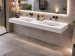 double washbasin countertop, Solid-Surface GLASGOW 40 CF DOUBLE SOLID