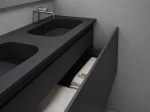 Plan double vasques système d’évacuation discret L 100 à 201 x P 40 à 51 cm, finition lisse mate 10 couleurs, Résine Anti-bactérien Akrytan® teinté dans la masse, Livraison Offerte